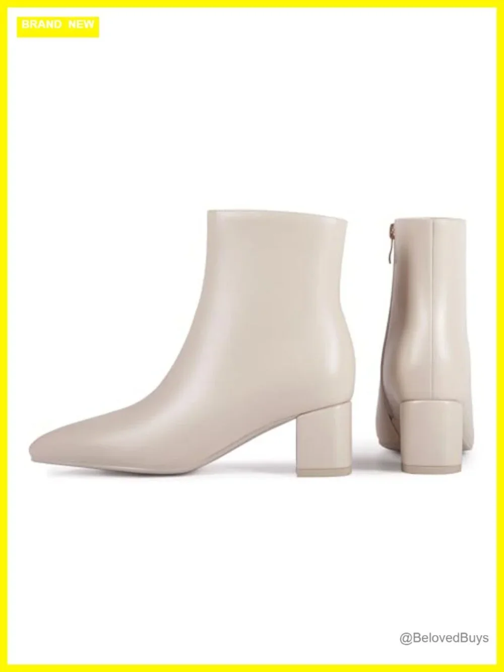 Women's Pointed Toe Chunky Heel Booties PU Leather Ankle Boots Low Heel